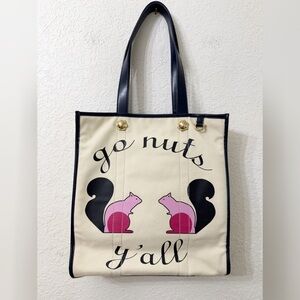Draper James Go Nuts Y'all Stylish Canvas Tote with Squirrel Design